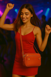 Women’s Triple-Zip Crossbody Bag – Classic PU Leather Shoulder Purse with Adjustable Strap | Lightweight, Multi-Compartment Travel Handbag